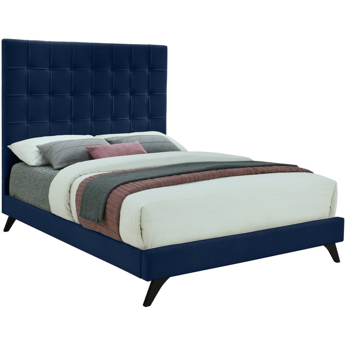 Meridian Furniture Elly Navy Velvet Full Bed MRD-ELLYNAVY-F