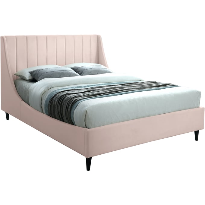 Meridian Furniture Eva Pink Velvet Queen Bed MRD-EVAPINK-Q