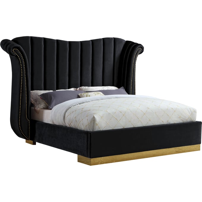 Design Edge Paxton  Black Velvet Queen Bed DE-22821642