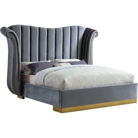 Meridian Furniture Flora Grey Velvet Queen Bed