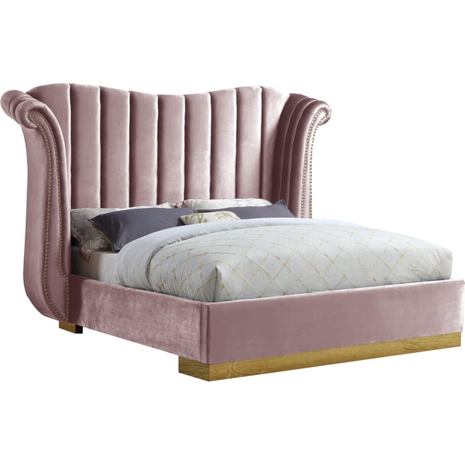 Design Edge Paxton  Pink Velvet Queen Bed DE-22821702