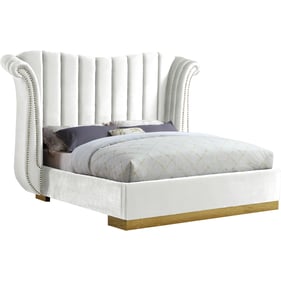 Design Edge Paxton  White Velvet King Bed