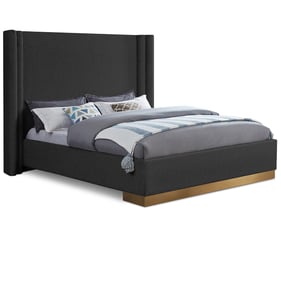 Meridian Furniture Halton Black Boucle Fabric King Platform Bed