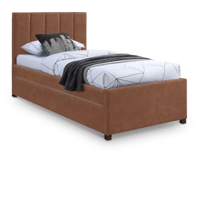 Meridian Furniture Hudson Cognac Vegan Leather Twin Trundle Bed