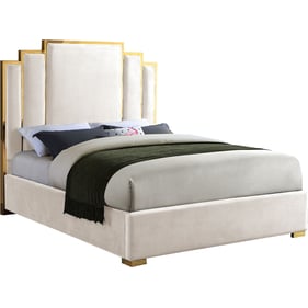 Meridian Furniture Hugo Cream Velvet King Bed