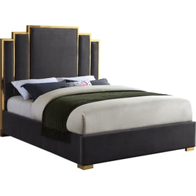 Design Edge Taree  Grey Velvet Queen Bed