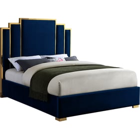 Design Edge Taree  Navy Velvet King Bed