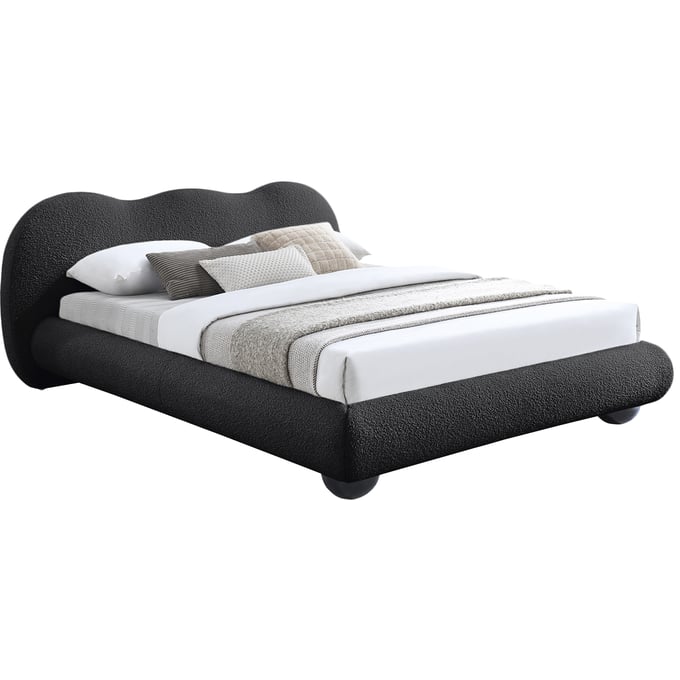 Meridian Furniture Hyde Black Boucle Fabric Queen Platform Bed MRD-HYDEBLACK-Q