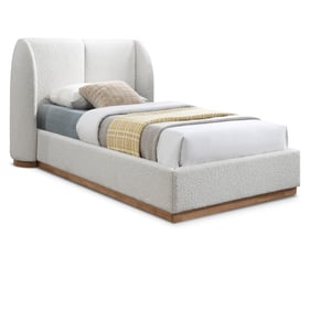 Meridian Furniture Jardin Cream Boucle Fabric Twin Platform Bed