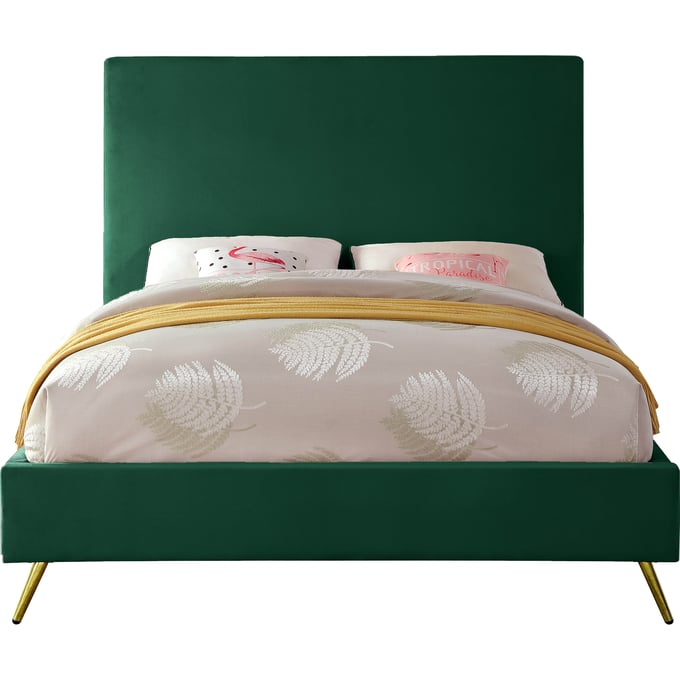 Design Edge Thirlmere  Green Velvet Queen Bed DE-23463388