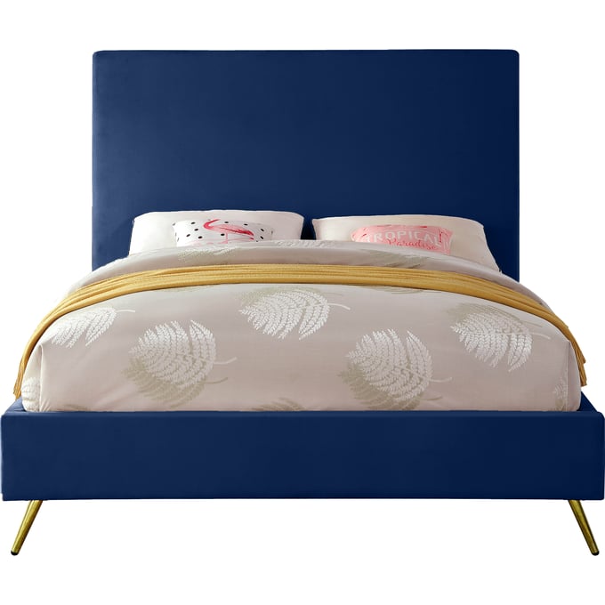 Meridian Furniture Jasmine Navy Velvet King Bed MRD-JASMINENAVY-K