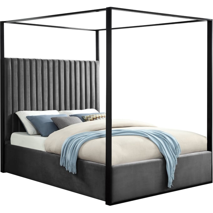 Meridian Furniture Jax Grey Velvet King Bed MRD-JAXGREY-K