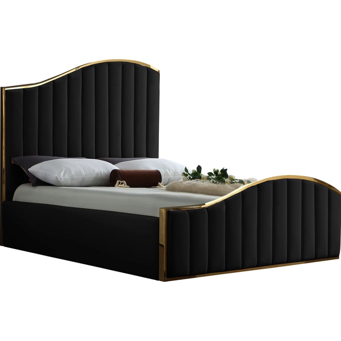 Meridian Furniture Jolie Black Velvet Queen Bed MRD-JOLIEBLACK-Q