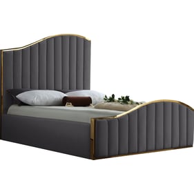 Design Edge Toukley  Grey Velvet Queen Bed