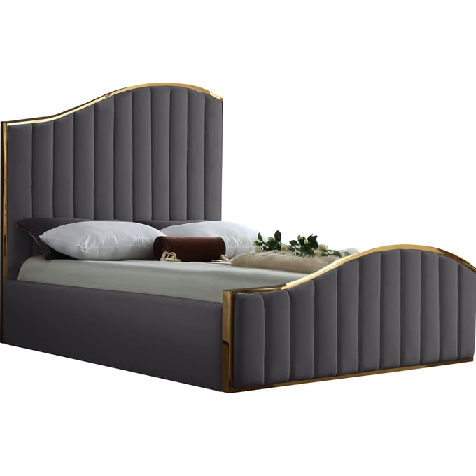 Design Edge Toukley  Grey Velvet Queen Bed DE-23030518