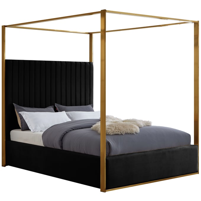 Meridian Furniture Jones Black Velvet King Canopy Bed MRD-JONESBLACK-K