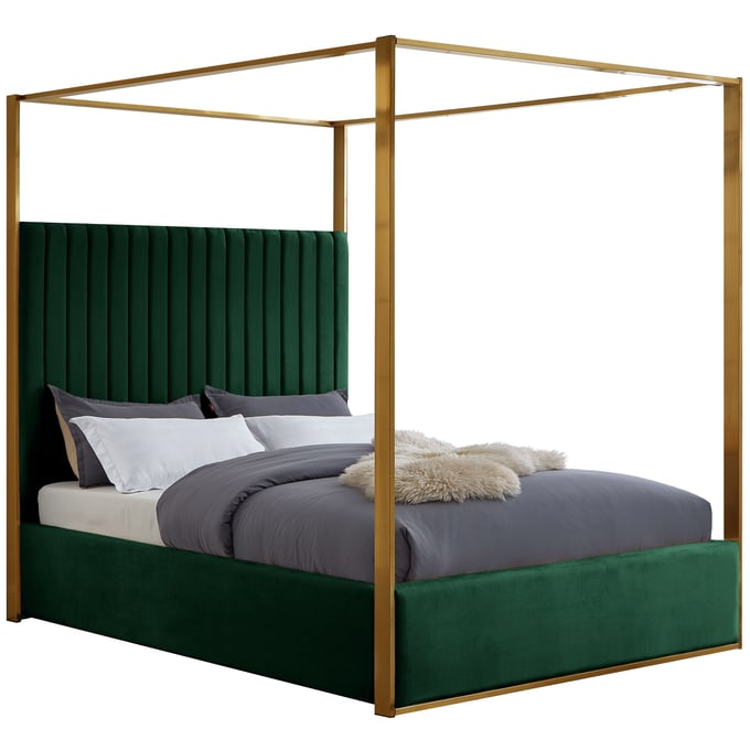 Meridian Furniture Jones Green Velvet King Canopy Bed MRD-JONESGREEN-K