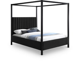 Meridian Furniture Kelly Black Boucle Fabric Full Canopy Bed