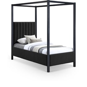 Meridian Furniture Kelly Black Boucle Fabric Twin Canopy Bed