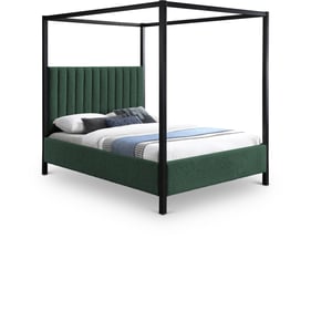 Meridian Furniture Kelly Green Boucle Fabric Full Canopy Bed