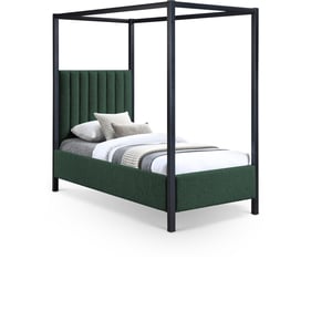 Meridian Furniture Kelly Green Boucle Fabric Twin Canopy Bed