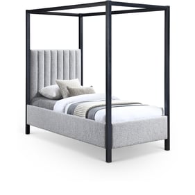 Meridian Furniture Kelly Grey Boucle Fabric Twin Canopy Bed