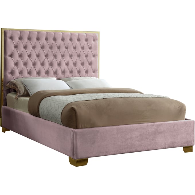 Design Edge Uranquinty  Pink Velvet Queen Bed DE-22779824