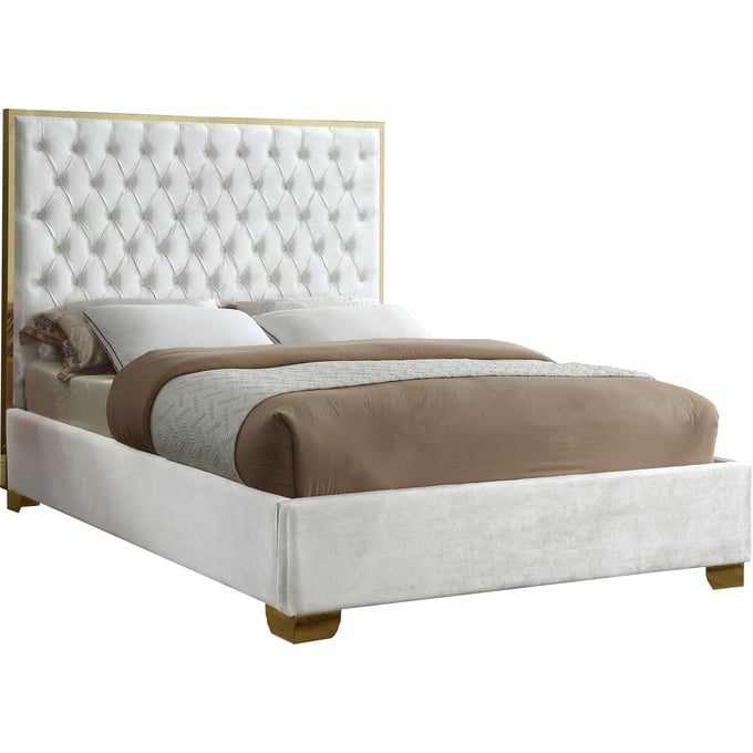 Meridian Furniture Lana White Velvet King Bed MRD-LANAWHITE-K