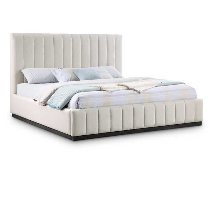 Meridian Furniture Lucia Beige Textured Fabric King Platform Bed MRD-LUCIABEIGE-K