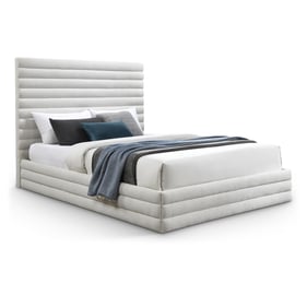 Meridian Furniture Maxwell Cream Textured Fabric Full Platform Bed