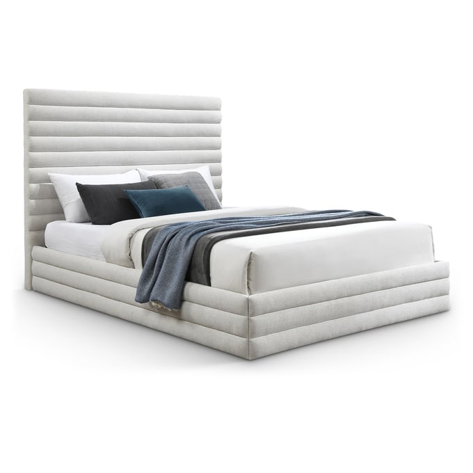 Meridian Furniture Maxwell Cream Textured Fabric Full Platform Bed MRD-MAXWELLCREAM-F