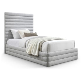 Meridian Furniture Maxwell Grey Textured Fabric Twin Platform Bed