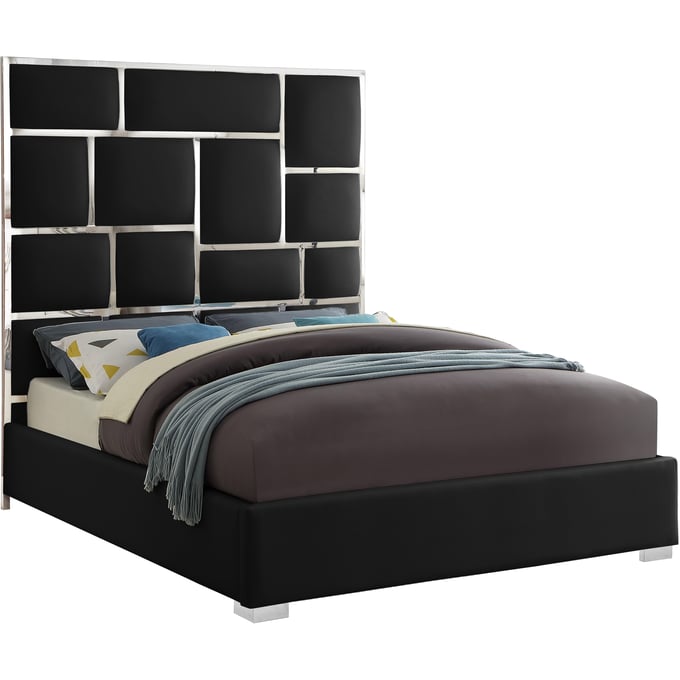 Meridian Furniture Milan Black Vegan Leather King Bed MRD-MILANBLACK-K