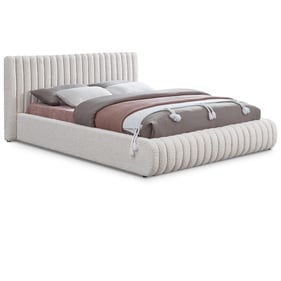 Meridian Furniture Nash Cream Boucle Fabric King Platform Bed