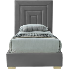 Meridian Furniture Nora Grey Velvet Twin Bed