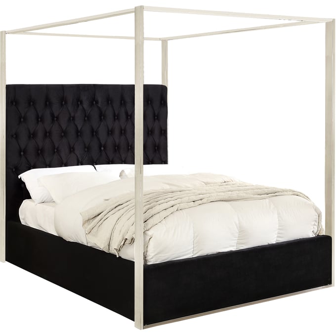 Meridian Furniture Porter Black Velvet Queen Bed MRD-PORTERBLACK-Q