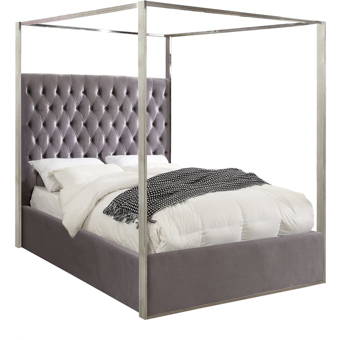 Meridian Furniture Porter Grey Velvet King Bed MRD-PORTERGREY-K