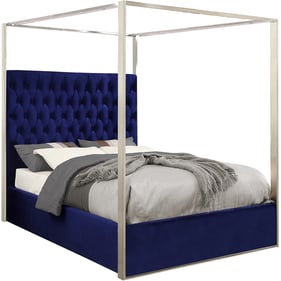 Design Edge Calliope  Navy Velvet Queen Bed