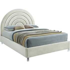 Meridian Furniture Rainbow Cream Velvet Queen Bed