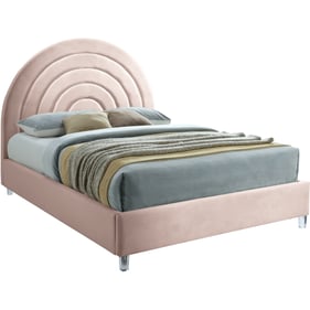 Meridian Furniture Rainbow Pink Velvet Queen Bed