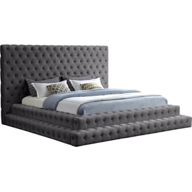 Meridian Furniture Revel Grey Velvet King Bed