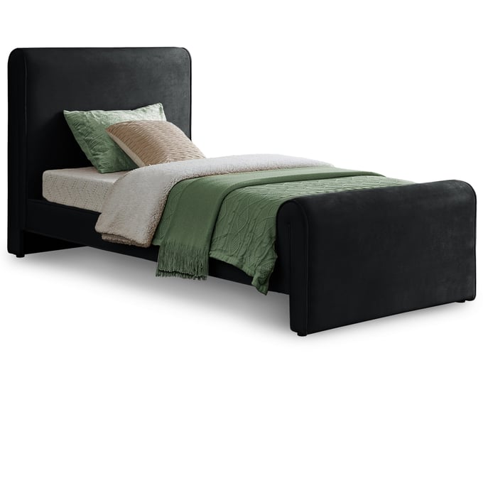 Meridian Furniture Sloan Black Velvet Twin Bed MRD-SLOANBLACK-T