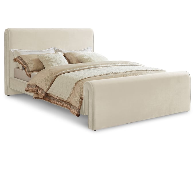 Meridian Furniture Sloan Cream Velvet King Bed MRD-SLOANCREAM-K