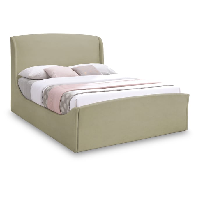 Meridian Furniture Tess Beige Velvet King Bed MRD-TESSBEIGE-K