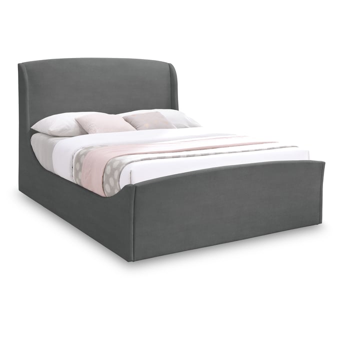 Meridian Furniture Tess Grey Velvet King Bed MRD-TESSGREY-K