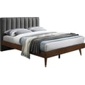 Vance Grey Linen Textured Fabric Queen Bed (3 Boxes)