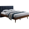 Vance Navy Linen Textured Fabric Queen Bed (3 Boxes)