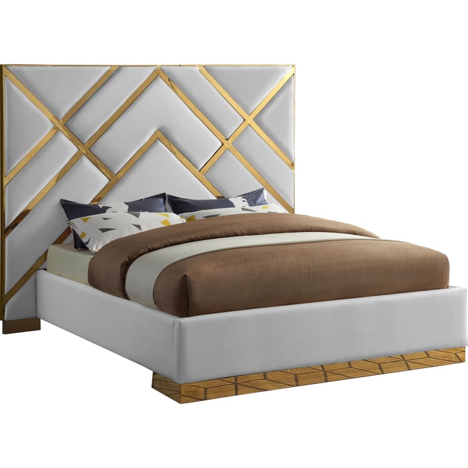 Meridian Furniture Vector White Vegan Leather King Bed MRD-VECTORWHITE-K