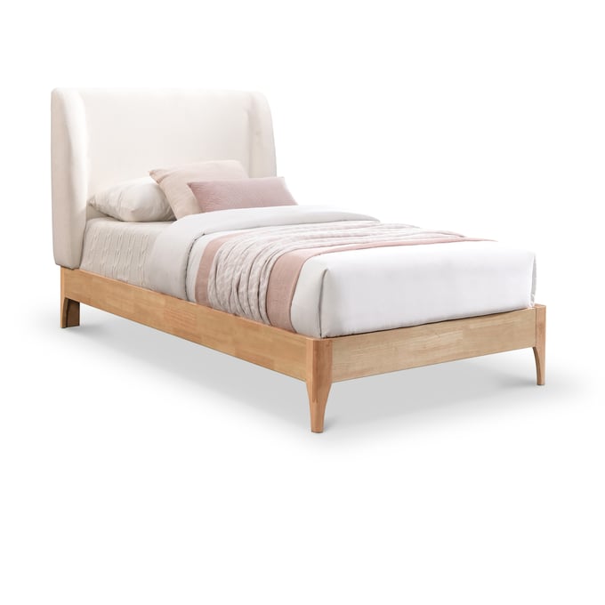 Meridian Furniture Ventura Cream Fabric Natural Twin Bed MRD-VENTURACREAM-T