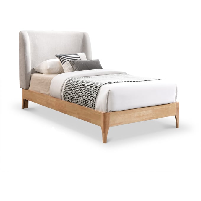 Meridian Furniture Ventura Grey Fabric Natural Twin Bed MRD-VENTURAGREY-T